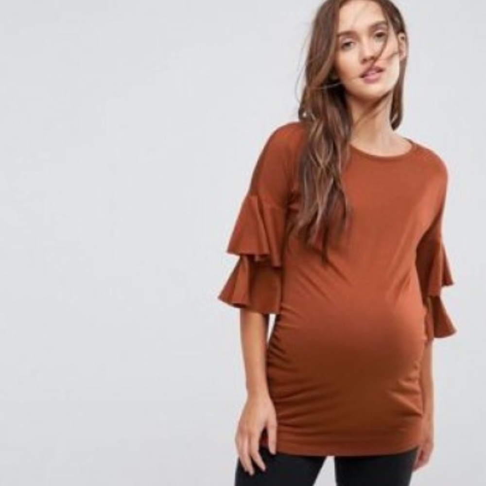 NWT, ASOS Maternity Ruffle Sleeve Top, size 4